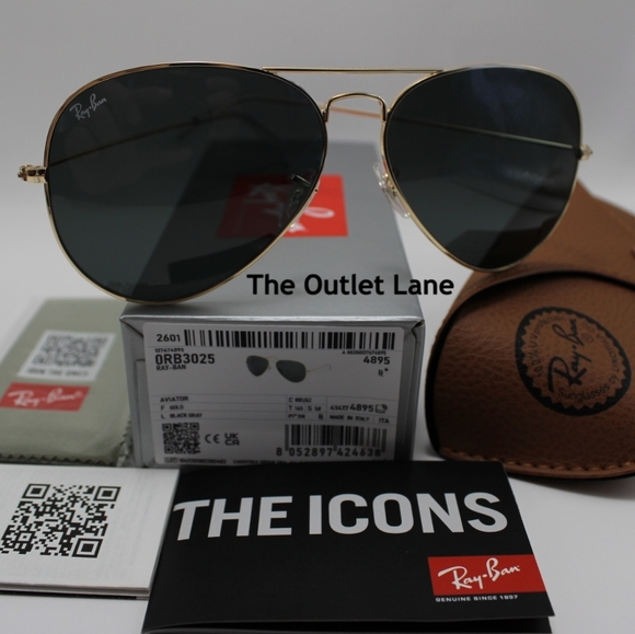 Model Display Ray-Ban Aviator Black Lens Gold Frame RB3025 Classic - Picture 2 of 16